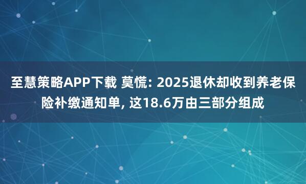 至慧策略APP下载 莫慌: 2025退休却收到养老保险补缴通知单, 这18.6万由三部分组成